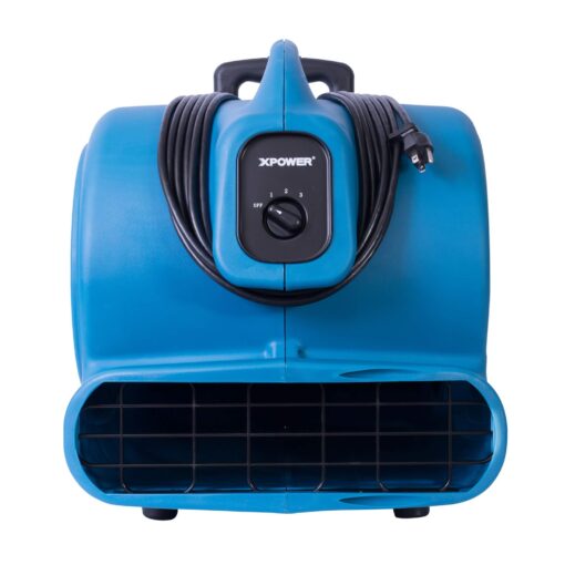 XPOWER P-800H 3/4 HP Air Mover, Carpet Dryer, Floor Fan, Blower with Telescopic Handle & Wheels - Blue